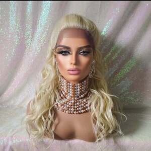 613 Human hair blend Lace front wig